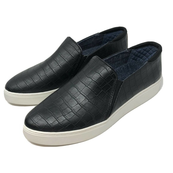 Dr Scholl's Womens sz 9M Black Croc Embossed Slip-On DownTown Sneakers NWB - Picture 2 of 10